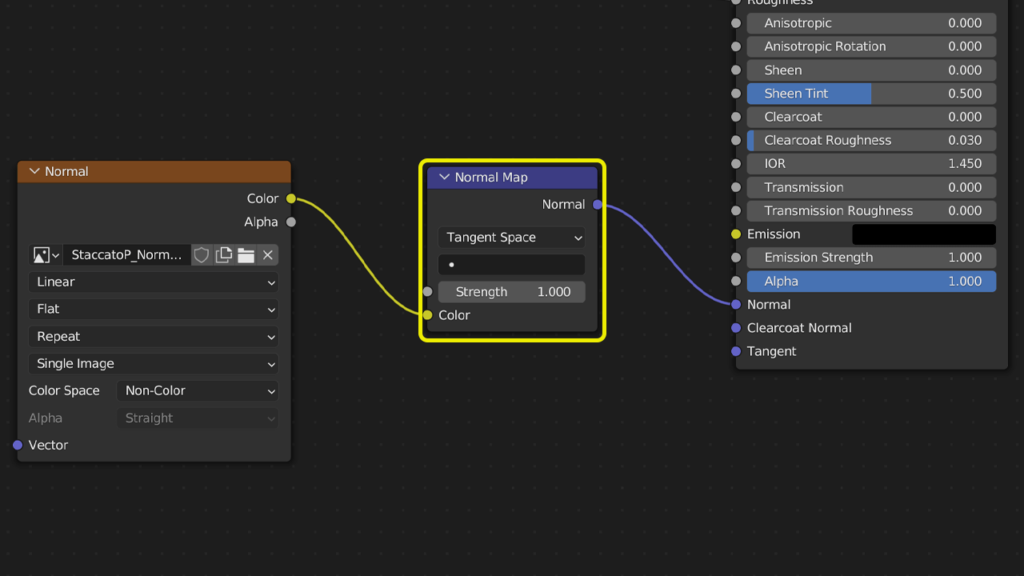 normal map issues, missing normal map node.