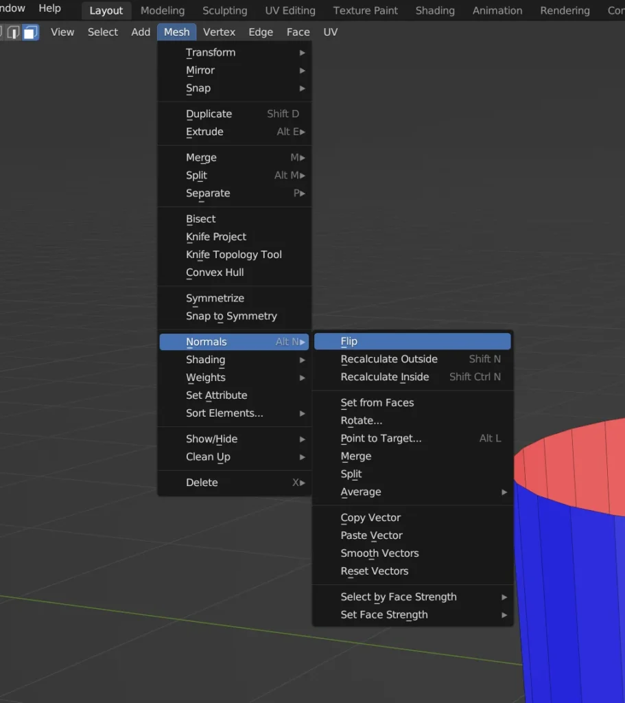 How to flip selected normals in blender